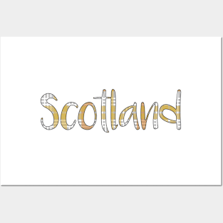 SCOTLAND, Metallic Tone Christmas Tartan Style Text Design Posters and Art